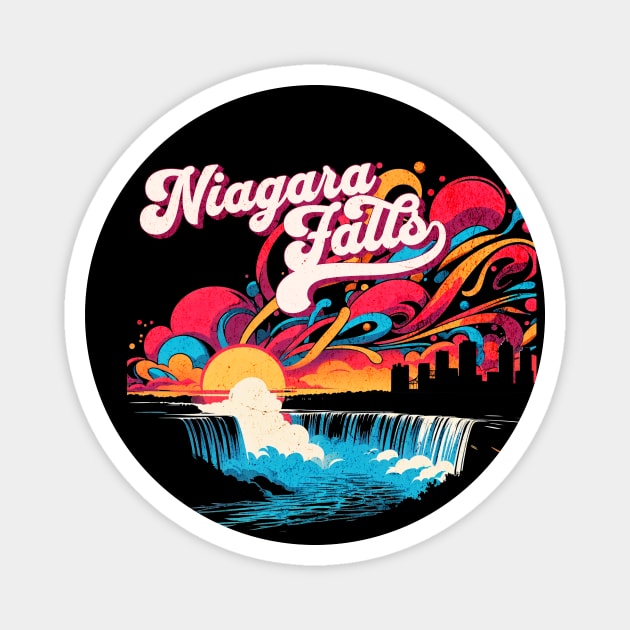 Niagara Falls Retro Vibrant Graffiti Design Magnet by Miami Neon Designs